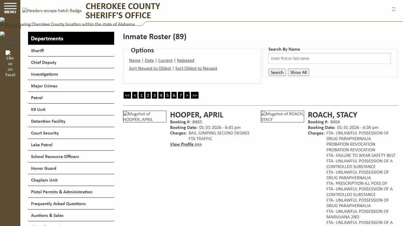 Inmate Roster - Current Inmates Booking Date Descending - Cherokee County Sheriff AL